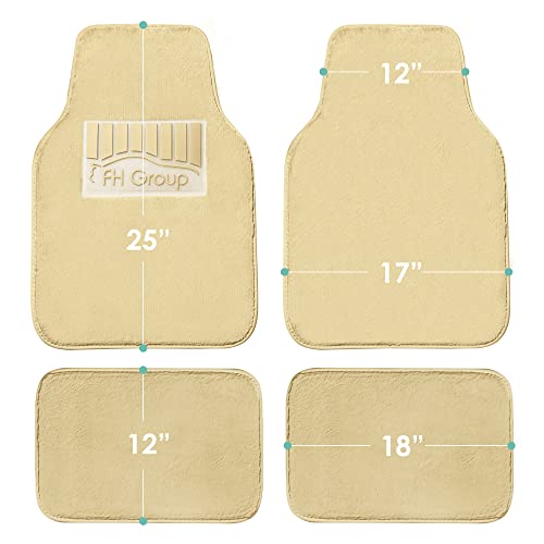 Image of FH Group Universal Fit Full Set Doe16 Faux Rabbit Fur Automotive Floor Mats fits most Cars, SUVs, Trucks and Vans Beige