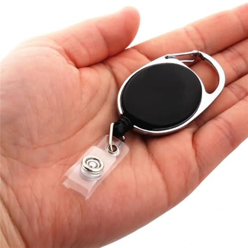 Image of AccuPrints Retractable Id Card Holder, Keychain Badge Holder, Retractable Steel Wire Reel Design Utility Keyring for Keys, Badge, Cards (Oval 1)