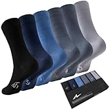 Niorasen 6 Pairs Bamboo Mens Socks, Comfortable Soft Top Crew Socks, Breathable Smart Classic Dress Sock with Gift Box for Everyday Business Casual multicolor 9-12