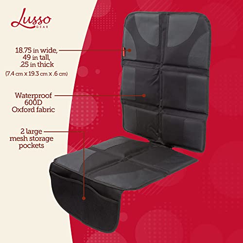 Image of Lusso Gear Car Seat Protector - 2-Pack Waterproof Padded Shield & Mesh Pockets for Baby Travel Gear - Universal Fit Seat Covers for Cars & SUVs - Non-Slip Heavy-Duty Protection - Gray, Universal Fit