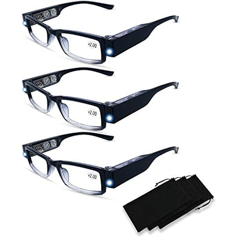 DuanMei 3 Pack LED Reading Glasses Cover