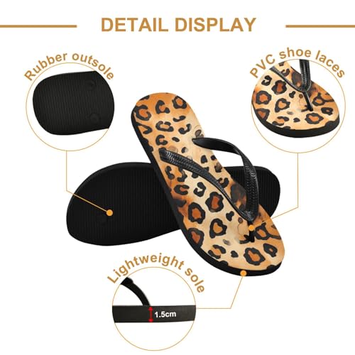 Women Beach Summer Casual Flip Flop Brown LeopardQuick Dry Sandals Slipper for Men 214B27522