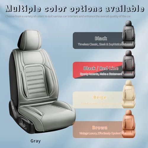 Image of Fit Equinox Premium Leather Car Seat Covers Compatible with Chevy Equinox 2011-2026, Breathable, Wear Resistant, Airbag Compatible, All-Weather Protection & Full Coverage, Full Set Gray