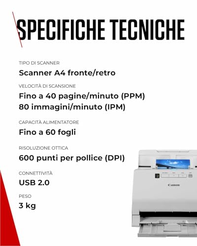 Canon RS40 Scanner A Foglio 600X600 Dpi Bianco - 6