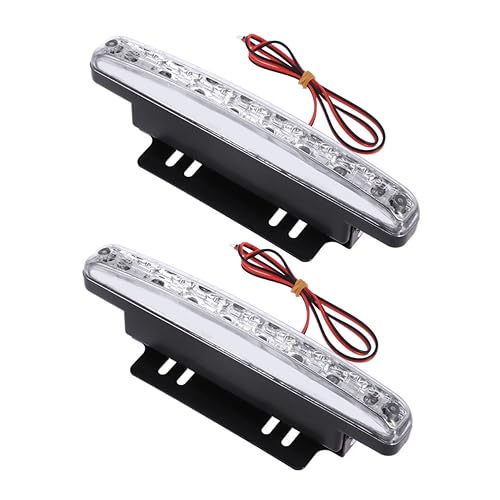 FELTECHELECTR Luces De Circulación Diurna Led De 12v 8 Led Blancas Impermeables Para Coche, Pareja, Compatibles Vehículos, Uso Diario y Seguridad Vial