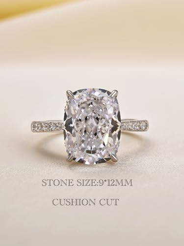 4.5 Carat Cushion Cut Engagement Ring for Women, 925 Sterling Silver AAAAA Cubic Zirconia Promise Ring, Classic Solitaire Anniversary Jewelry Gift2