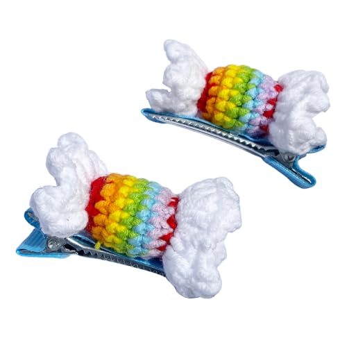 Coolideas 2pcs sweet cute handmade yarn crocheted hair clips Manual Knitted Barrettes hair accessories for girls Birthday Festive Gifts