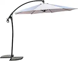 Guarda-sol Ly-008 Suspenso Offset 3 Metros Com Base Incluída Para Deck Jardim Piscina - Ombrelone Haste Lateral UV 50+ Poliéster 220g/m² e Inclinação 45°