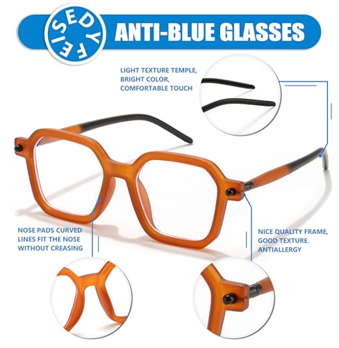 Image of FEISEDY Square Non Prescription Clear Lens Glasses Frame for Women Men Blue Light Blocking Eyeglasses B0155