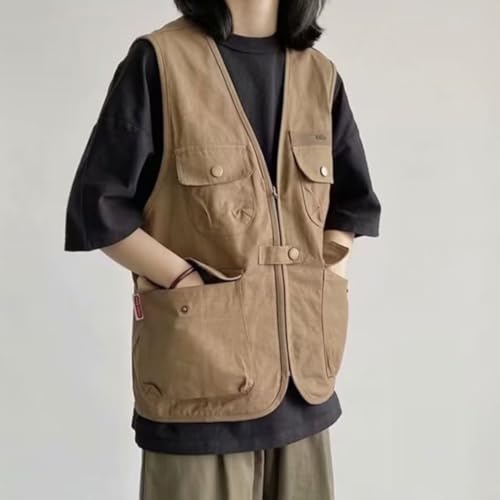 Heartbridge レディース薄手アウトドアベスト カーキ M