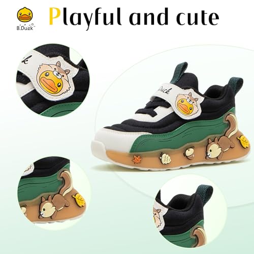 Toddler Shoes for Girl and Boy Kids Shoes Toddler Sneakers Girls Shoes [Cute Cartoon Squirrel] Toddler Running Shoes Toddler Sneakers for Toddler/Little Kid Black3