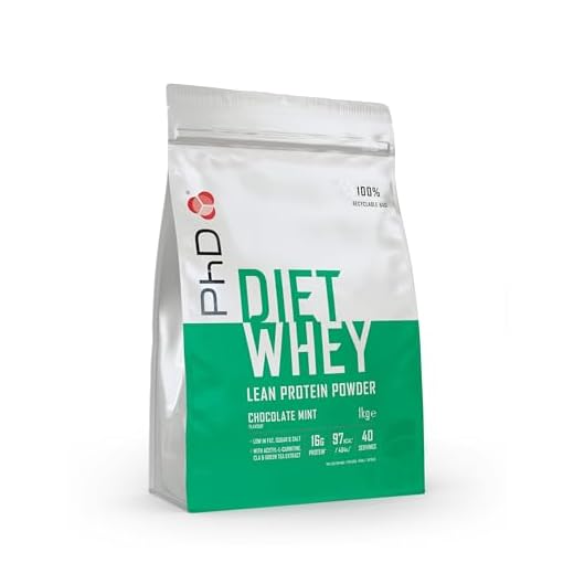 PhD Nutrition Diet Whey proteína en polvo, Proteína de suero de leche sabor chocolate mint, 17 gr de proteína por porción, 40 porciones, Bolsa de 1 Kg