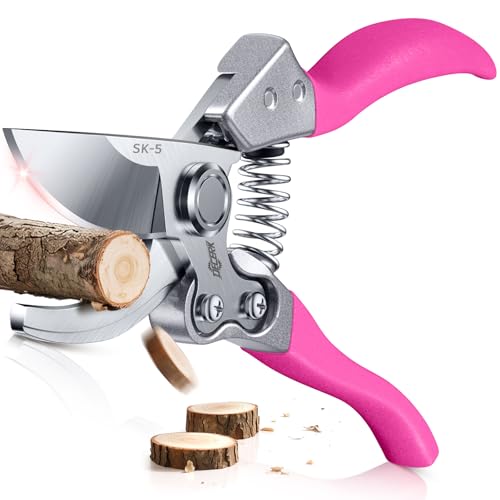 Image of DECERK 8.5 inch Bypass Pruning Shears for Women - Lightweight Garden Scissors, Ultra Sharp SK5 Blade, Ergonomic Handle Reduces Hand Fatigue, Ideal Pruners for Arthritic Hands, Pink Tools Gift for Mom
