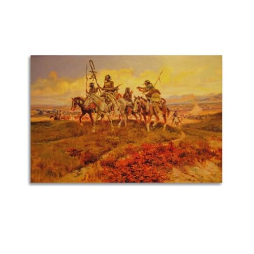 Poster The Wolfmen Charles Marion Russell impression sur toile 60x90 cm