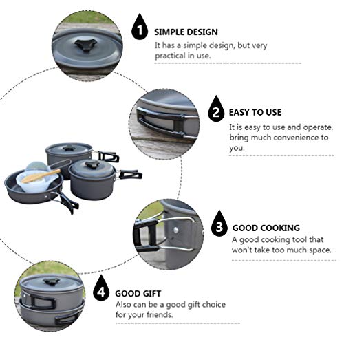 BESPORTBLE, 1 conjunto de utensílios de cozinha para acampamento portátil, dobrável, conjunto de pan