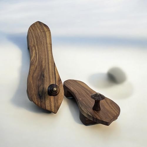 Image of Paan-Shape Puja Slipper | Archana Paduka | Traditional Wooden Khadau Chappal for Men | Hand-crafted Rosewood Sandals for Auspicious Occasions | Durable Design (27 x 8 x 8 cm, Wood Colour)