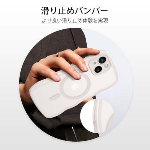 VENINGO iPhone 15 ケース MagSafe対応 マグネット搭載 ウェーブ スリムフィット 米軍耐衝撃 ワイアレス充電対応 黄変防止 いPhone 15 用 ケース 滑り止め 半透明 マット感 波状 レンズ保護 マグセーフ アイフォン15 カバー 6.1 インチ グレー