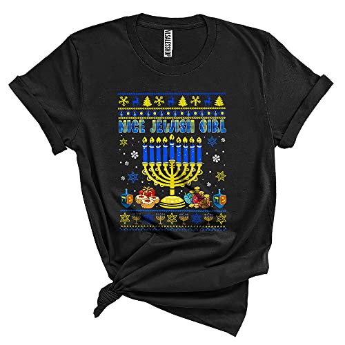 Nice Jewish Girl Funny Sweater Girls Jewish Menorah Lover Matching Hanukkah Christmas Unisex T-Shirt