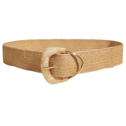 Straw Boho Belt Women Stretchy Belts Straw Woven Elastic Belt Ladies Waist Belt for Casual Wear and Beach Outfits