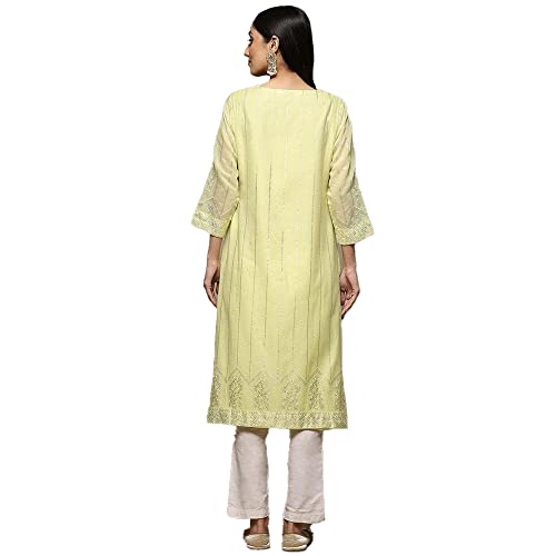 Image of BIBA Women Cotton Blend Regular Fit Straight Printed Kurta