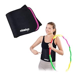 Relaxdays zweetbank buik, voor hoelahoep, neopreen, fitness, dames, klittenband, verschillende groottes, zwart/roze