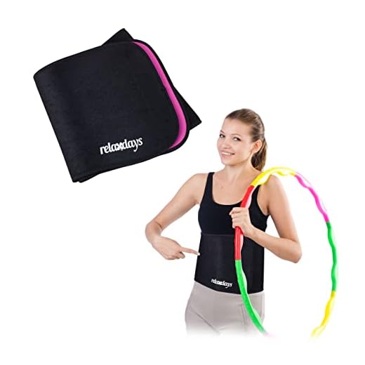 Relaxdays Cinturón Abdominal Hula Hoop, Neopreno, Faja Deportiva Mujeres, con Cremallera, Talla M 90 cm, Negro/Rosa, Unisex-Adult
