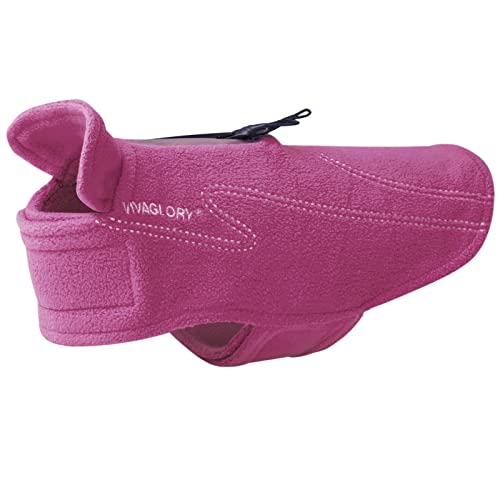 VIVAGLORY Cozywrap Wintermantel Hund, Hundejacke mit Geschirr Öffnung, Fleecejacke Hund Hundejacke, Reflektierend & Verstellbar Fleece Softshell, S, Fuchsia