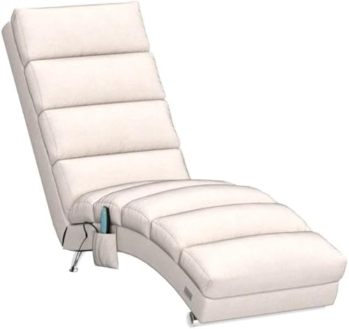 Miniatura 5 de HomSof Silla de interior sin brazos con masaje, tumbona larga moderna con patas de metal para oficina o sala de estar