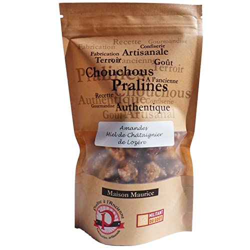 Pralines à l’Ancienne - Pralines aux Amandes au Miel de Châtaignier 150g - Véritables Chouchous Amandes Miel Caramélisées - Friandise Artisanale - Sachet Encas Apéritif - Fabriquées en France Cover
