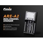Fenix are-A2 Smart Battery Charger for 21700/18650/16340 with EdisonBright BBX5 Battery Carry case