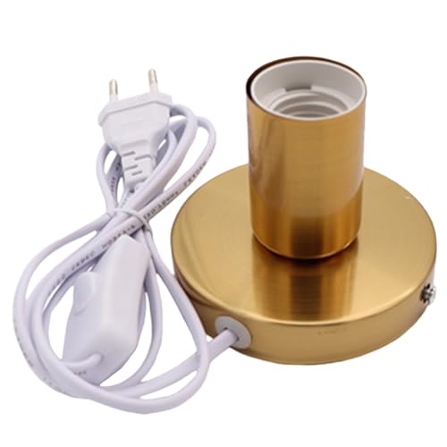 GBKDQQ Lampada da tavolo vintage E27, attacco E27, lampada da tavolo vintage con cavo da 1,8 m, lampada da comodino con interruttore cavo, max. 100 Watt (oro, escluse lampadine)