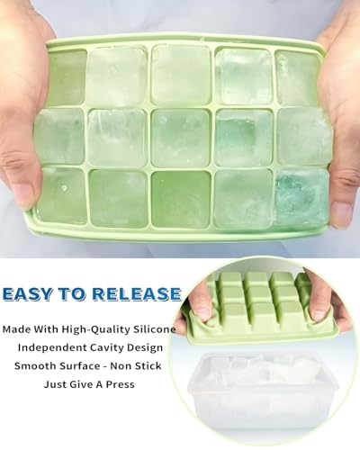 Molde de Silicona para Cubos de Hielo con Tapa y Contenedor, Pack de 2 miniatura 3