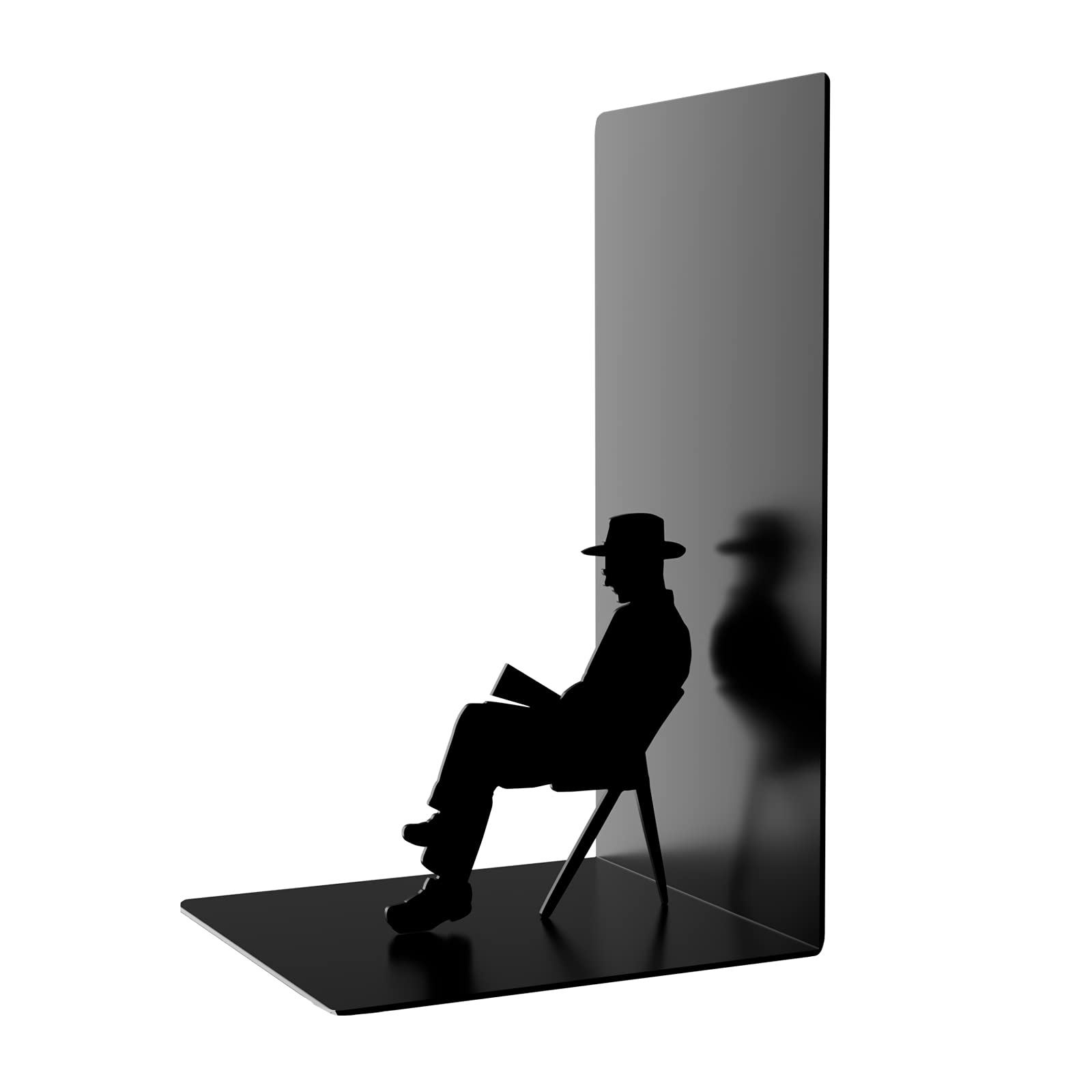 I-TOTAL® - Cute Metal Book Stand Bookends for Shelf/Table (READING MAN), Nero, Extra Large, One Size
