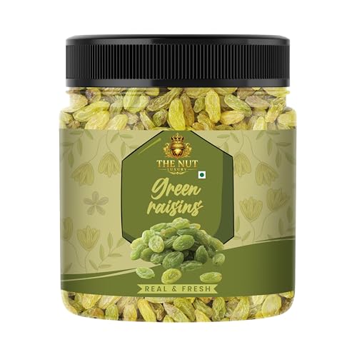 Image of THE NUT LUXURY Seedless Green Raisins 1 kg | Hari Kishmish /Green Kismis | Rich in Iron, Calcium, Vitamin B & Boosts Immunity | Natural Dried Grapes | Jar Pack