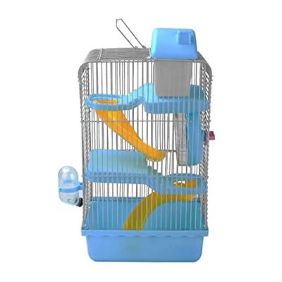 Youyijia 3 Tiers Hamster Cage 23 x 17 x 44cm Large Hamster Cage Castle Gorgeous Mouse Cage for Hamsters Mice (Blue)