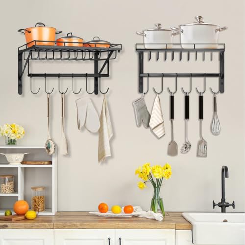 Psutbpat GGJ-BK 2 Packs Wall Mounted Pot Lid Rack Organizer thumb #6