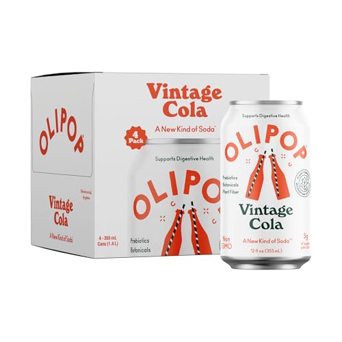 OLIPOP Prebiotic Soda Pop, Vintage Cola, Prebiotics, Botanicals, ...
