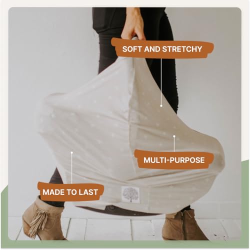 Image of Parker Baby 4 in 1 Car Seat Cover for Girls and Boys - Stretchy Carseat Canopy, Nursing Cover, Grocery Cart Cover, High Chair Cover - inchDesert inch