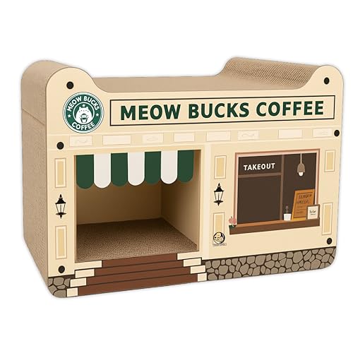 Image of Foodie Puppies Cat Scratching Pad for Cats and Kittens - (Meow Bucks Coffee Scratcher) | Corrugated Cat Scratcher Cardboard for Indoor Cats, Kitten for Furniture Protection, Durable Texture Design