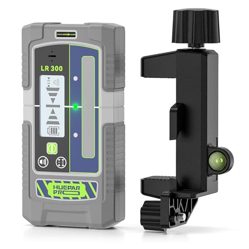 Huepar Pro Laser Detector LCD & LED Laser Receiver LR300 for Laser Level -Green&Red Beams Outdoor Compatible with Huepar & Pro Laser Levels with Pulse Mode Up to 660Ft IP65 Magnet Clamp Included