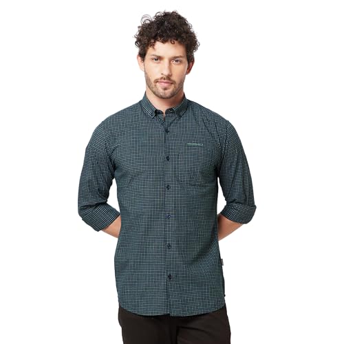 Image of KENNETH COLE New York Mens Slim Fit Cotton Spread Collar Long Sleeve Patch Pocket at Chest Casual Shirt