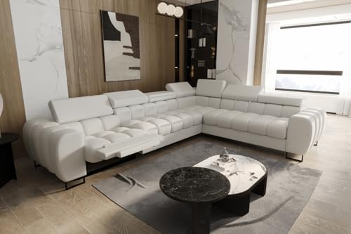 Friderik Aspen Max Relax Canapé d'angle 330 x 260 cm, avec fonction couchage et relax, cuir synthétique Madrit, appuie-têtes réglables, surface de couchage...
