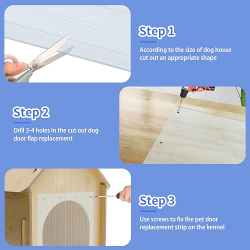 4.9 Feet x 7.8 Inch Dog House Plastic Door Flap, Clear Doggie Door Replacement Flap with 4 Screws, Easy to Cut & Install Vinyl Door Flap for Dog Cat Chicken House - Thumbnail 6