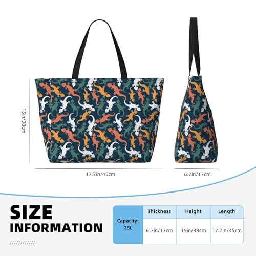 Large Beach Bags Water-resistant Sandproof - Cartoon Lizard Gecko Multicolor Cute Beach Tote Bags for Women with Zipper2