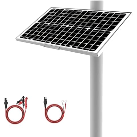 12V Waterproof Solar Battery Trickle Charger & Maintainer - 15 Watts Mono Solar Panel Built-in UltraSmart MPPT Charge Controller + Adjustable Mount Brackets for Pole Dia 2.35-4.0inch/60-100mm Cover