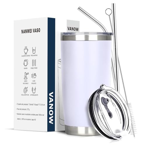 La Mejor Selección de Termo blanco los más recomendados. 44 Vaso Térmico de Acero Inoxidable, Easytao Taza Termica Frio y Caliente para Cafe con Tapa y Popote, Cepillo de limpieza, Termo Infusor de Vacío Doble para Hombre, Mujer, Regalo...
