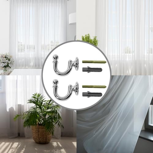 BRITECO 2PCS Silver U Shaped Curtain Tieback Hooks with Screws - Decorative and Durable Metal Holdbacks for Drapes, Curtains, and Window Treatments - Easy to Install, Space-Saving Design - Image 6