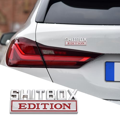 Image of Shit Box Edition Emblem, Car Exterior Emblems Badge 3D Sticker Decal, Shit Box Edition Emblem 3D Letter Sticker, 3D Fender Badge Decal Car Truck Replacement for All Cars