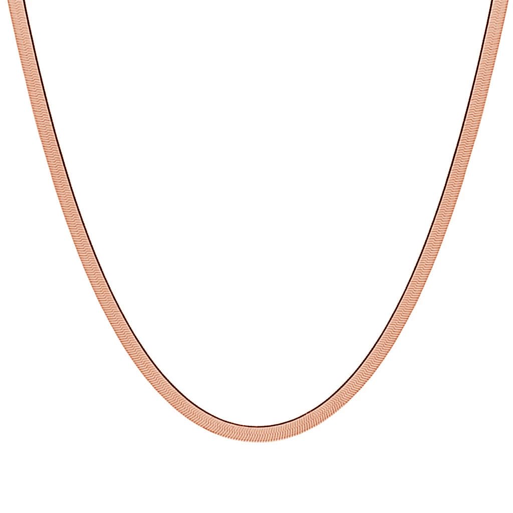 FASHIONS Classic Simple Rose Gold Stainless Steel Flat Snake Western Charm Stylish Herringbone Neck Necklace Chains for Men Boys (4mm Chain, 18 Inches - Base of Neck - Herringbone Necklace)-image-10