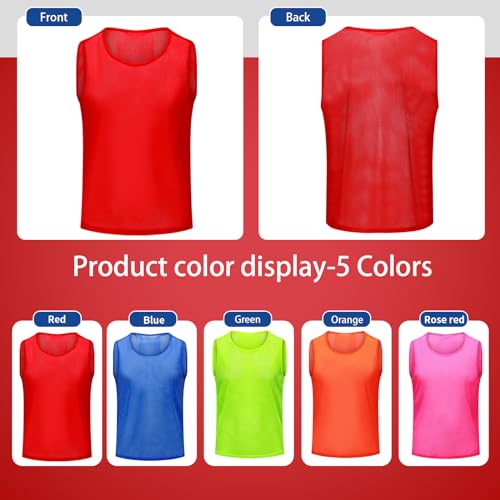 Image of 12 /24 /48Pcs Soccer Pinnies Youth, Scrimmage Team Practice Vests | Mesh Printed and Unprinted Numbers Team Pennies for Basketball Soccer Football Bibs Adults Kids